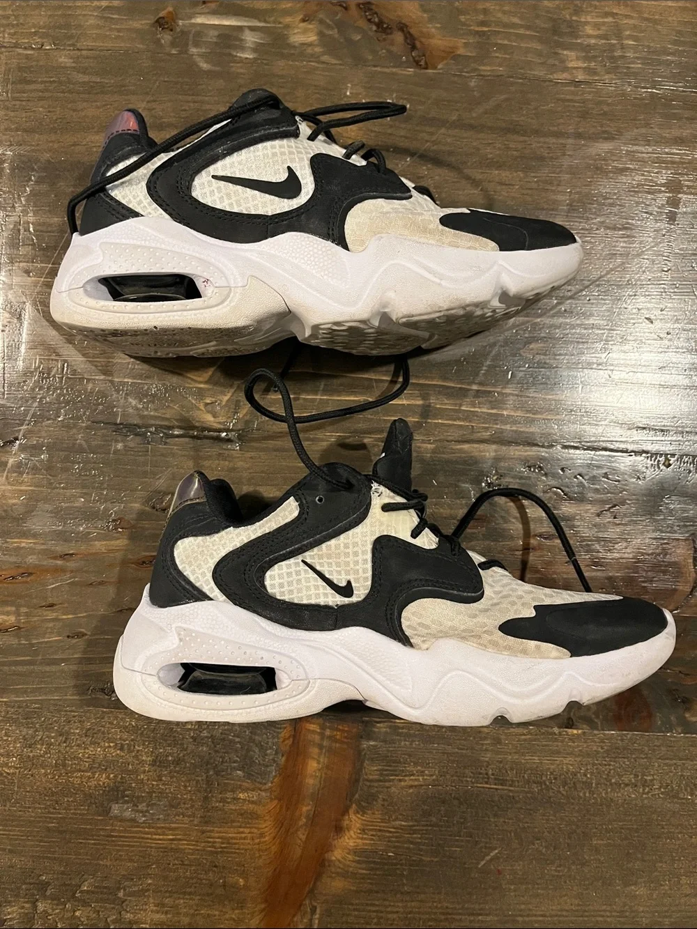 Nike Kids Black and White Air Max-Style Sneakers with Yellow Accents